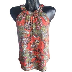 Knapp Studio Red Paisley Print Halter Top L